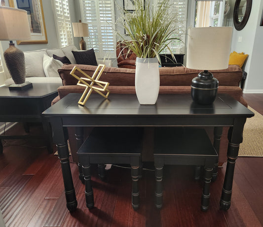 Black Sofa Table & 2 Stools